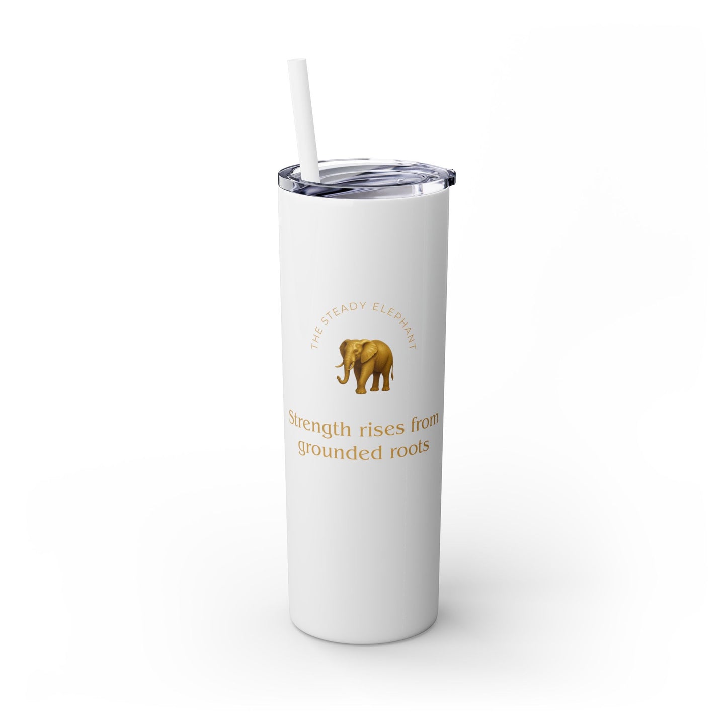 Karma Kups Affirmation Essentials - Elephant - Skinny Tumbler with Straw, 20oz