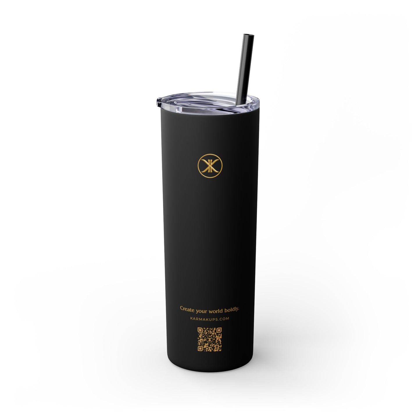 Karma Kups Affirmation Essentials - Scarab Beetle - Skinny Tumbler with Straw, 20oz