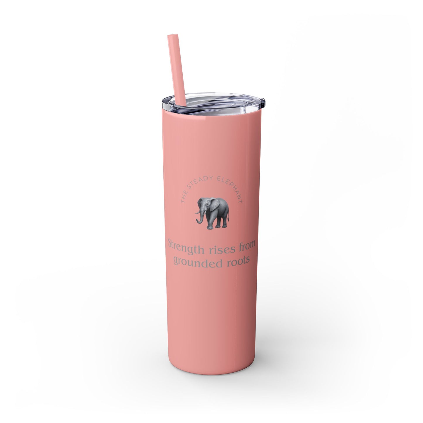 Karma Kups Affirmation Essentials - Elephant - Skinny Tumbler with Straw, 20oz