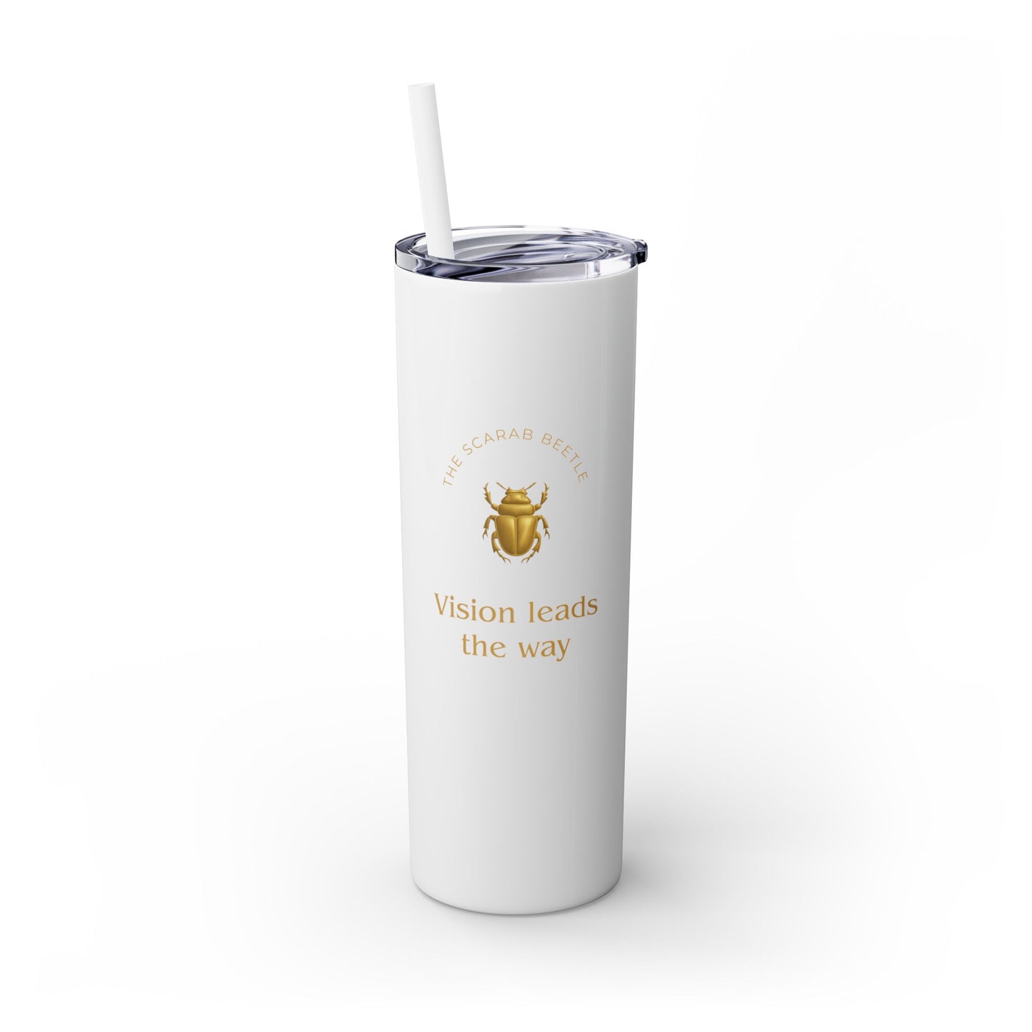 Karma Kups Affirmation Essentials - Scarab Beetle - Skinny Tumbler with Straw, 20oz