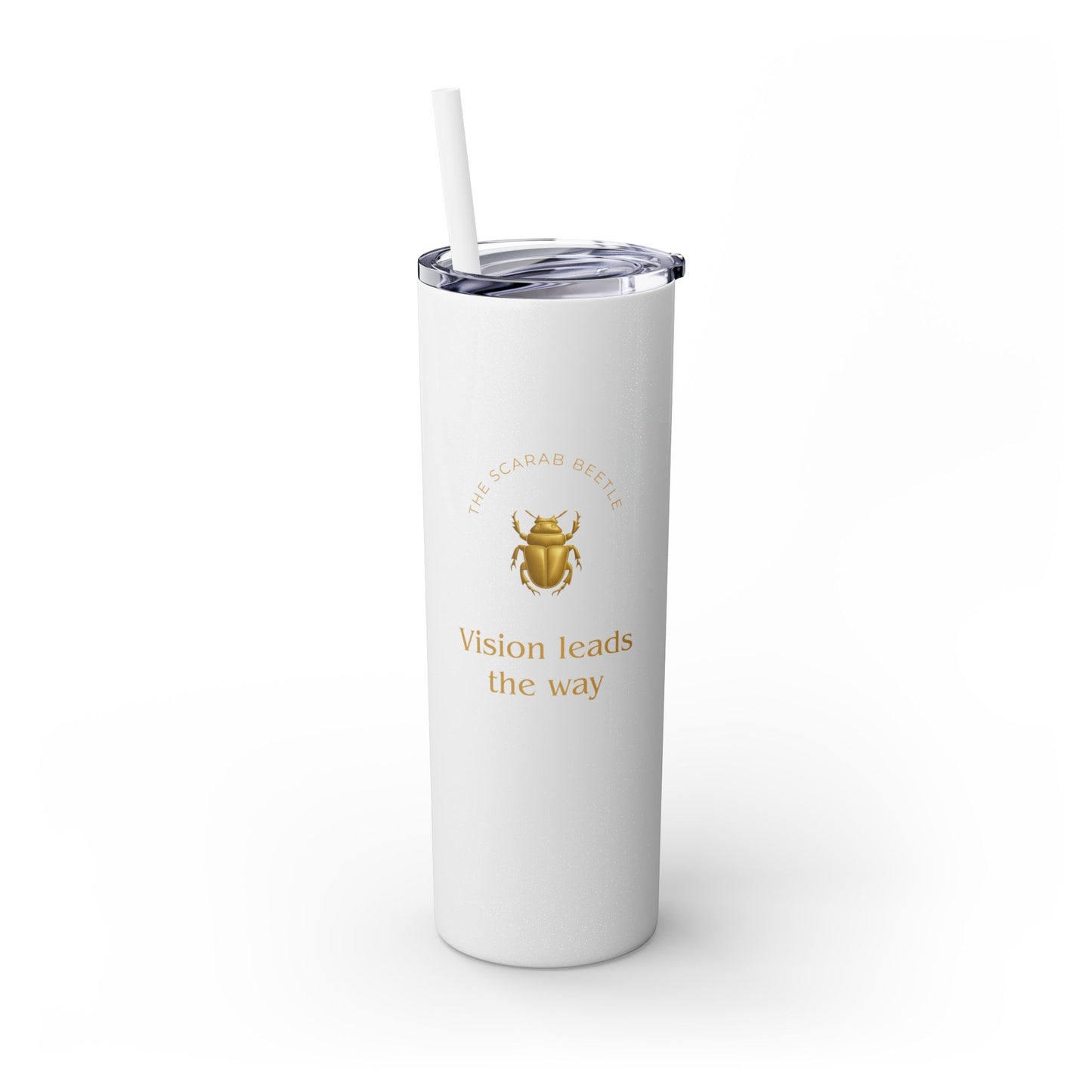 Karma Kups Affirmation Essentials - Scarab Beetle - Skinny Tumbler with Straw, 20oz