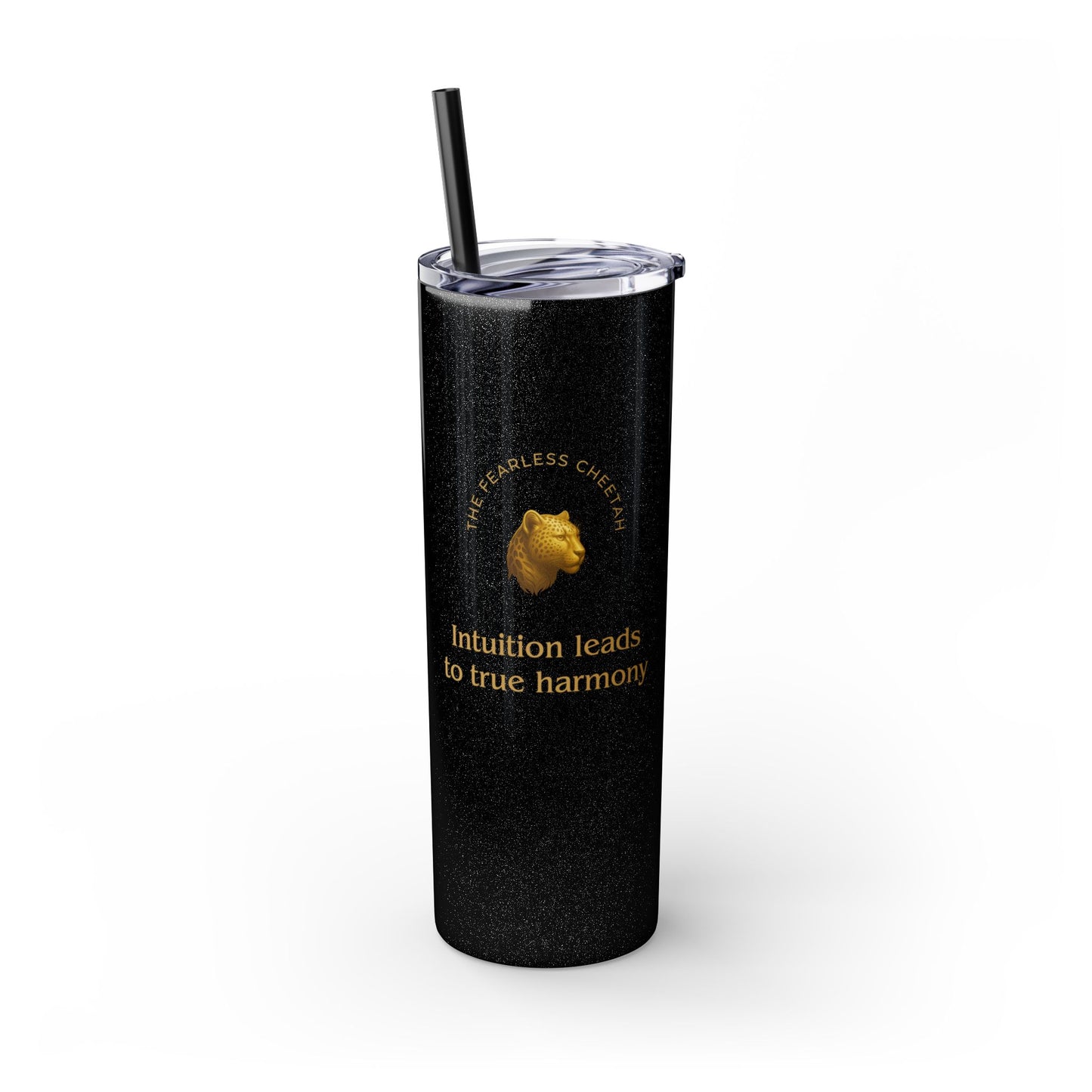 Karma Kups Affirmation Essentials - Cheetah - Skinny Tumbler with Straw, 20oz