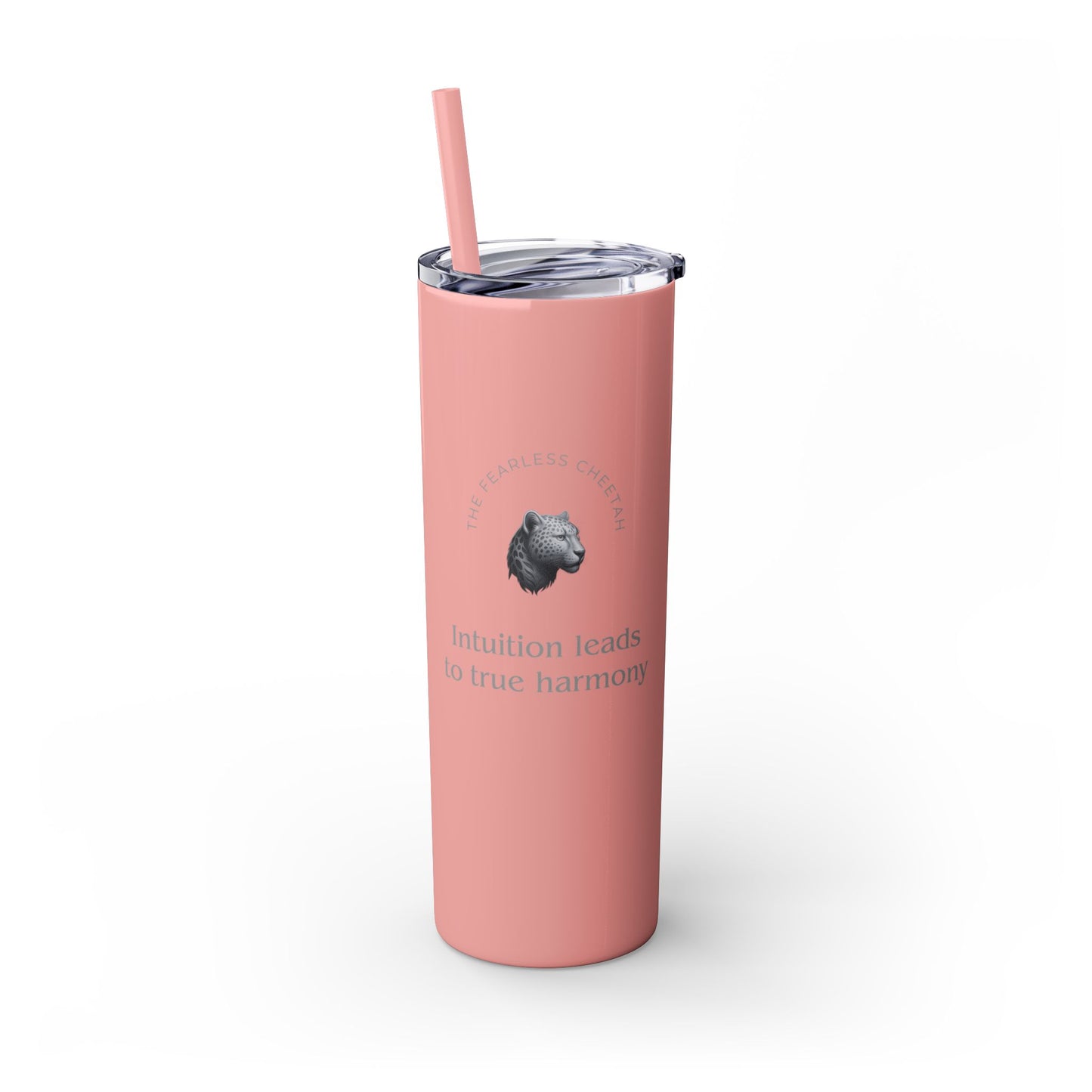 Karma Kups Affirmation Essentials - Cheetah - Skinny Tumbler with Straw, 20oz