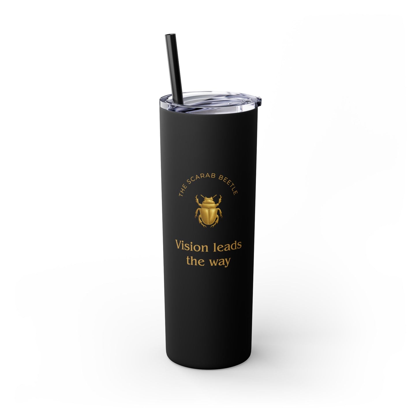 Karma Kups Affirmation Essentials - Scarab Beetle - Skinny Tumbler with Straw, 20oz