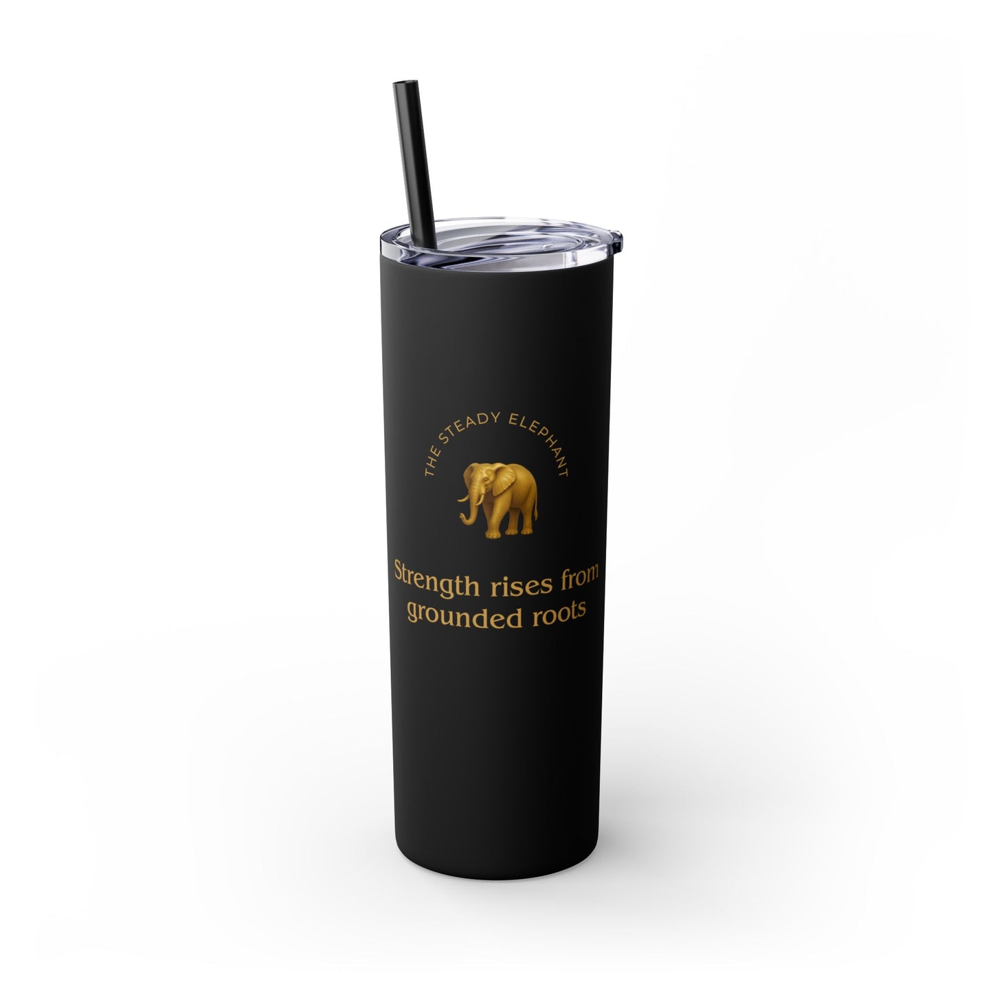 Karma Kups Affirmation Essentials - Elephant - Skinny Tumbler with Straw, 20oz