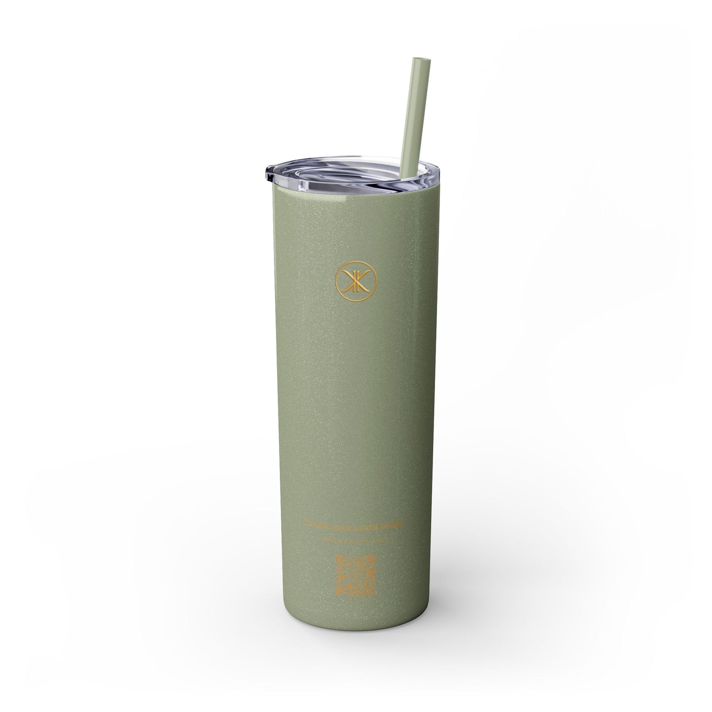 Karma Kups Affirmation Essentials - Scarab Beetle - Skinny Tumbler with Straw, 20oz