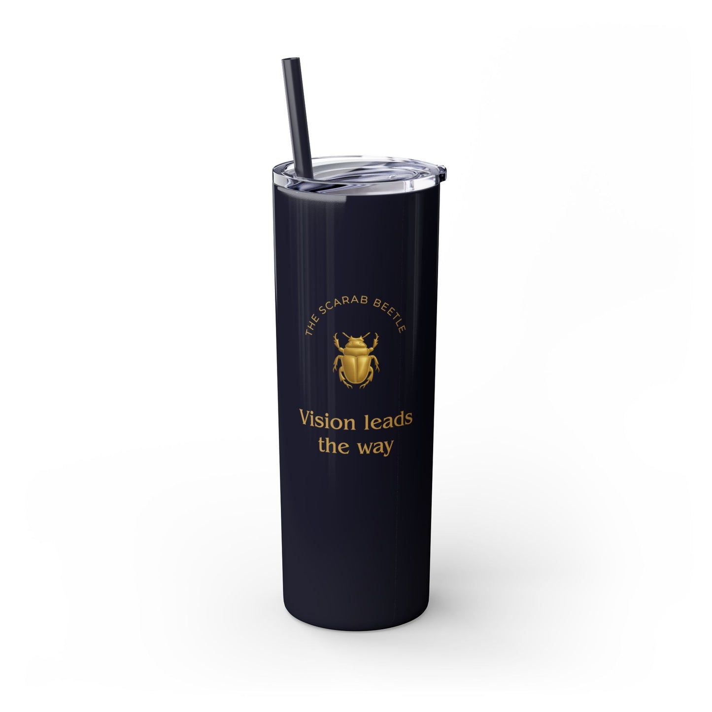 Karma Kups Affirmation Essentials - Scarab Beetle - Skinny Tumbler with Straw, 20oz