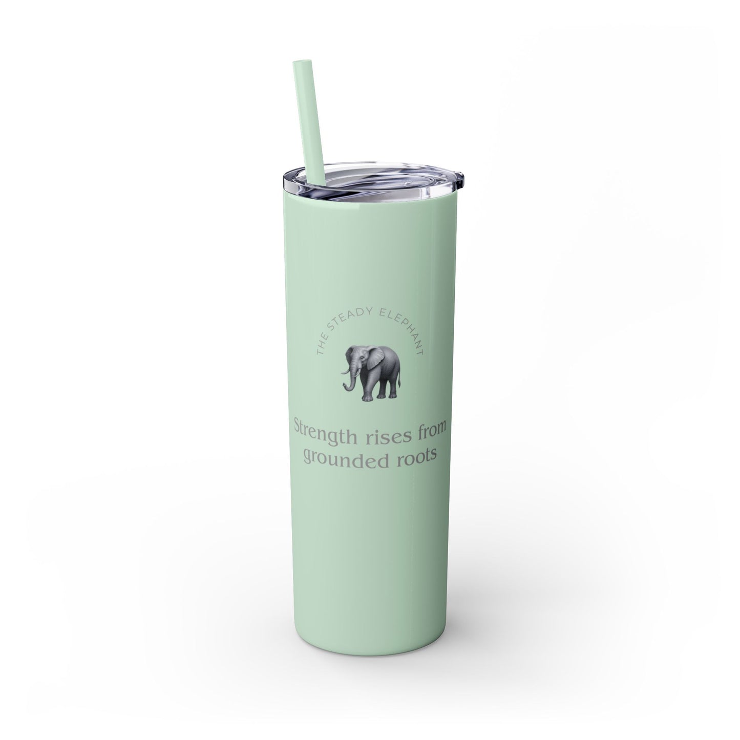 Karma Kups Affirmation Essentials - Elephant - Skinny Tumbler with Straw, 20oz