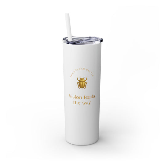 Karma Kups Affirmation Essentials - Scarab Beetle - Skinny Tumbler with Straw, 20oz