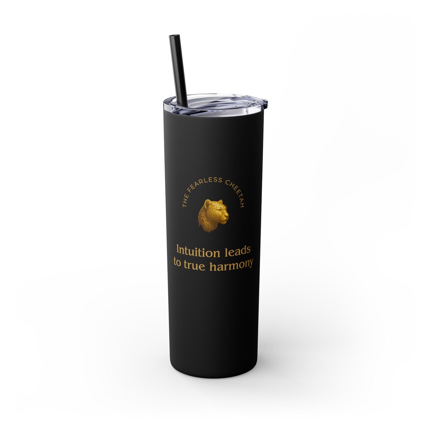 Karma Kups Affirmation Essentials - Cheetah - Skinny Tumbler with Straw, 20oz