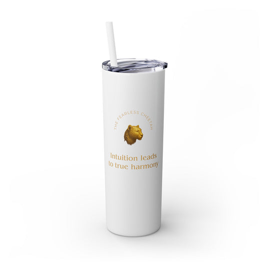 Karma Kups Affirmation Essentials - Cheetah - Skinny Tumbler with Straw, 20oz